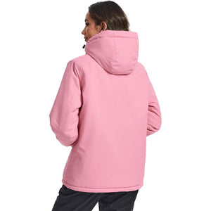 TACVASEN Pink Women's Outdoor Waterproof Hooded Warm Winter Jacket
