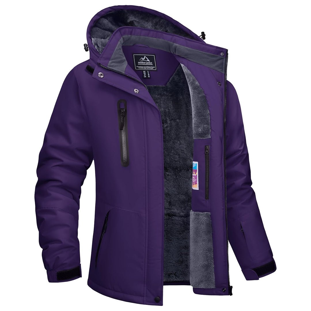 TACVASEN Deep Purple Women's Outdoor Waterproof Hooded Warm Winter Jacket