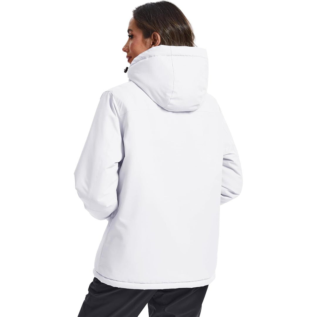 TACVASEN White Women's Outdoor Waterproof Hooded Warm Winter Jacket
