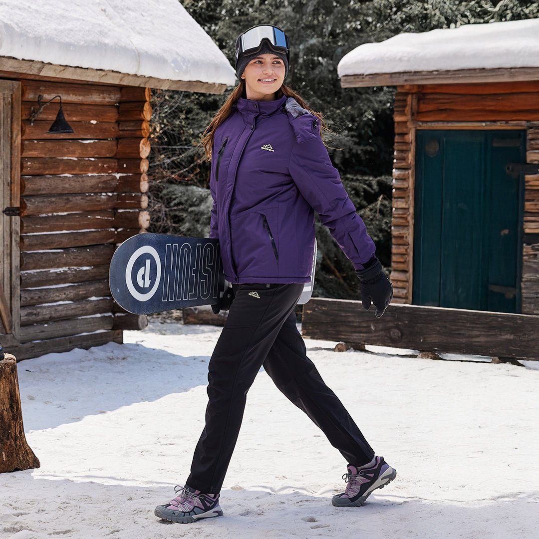 TACVASEN Deep Purple Women's Outdoor Waterproof Hooded Warm Winter Jacket