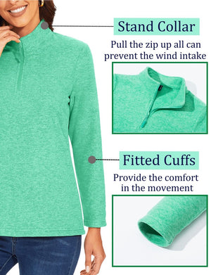 TACVASEN Mint Green Women's Quarter Zip Fleece Casual Pullover Sweatshirt