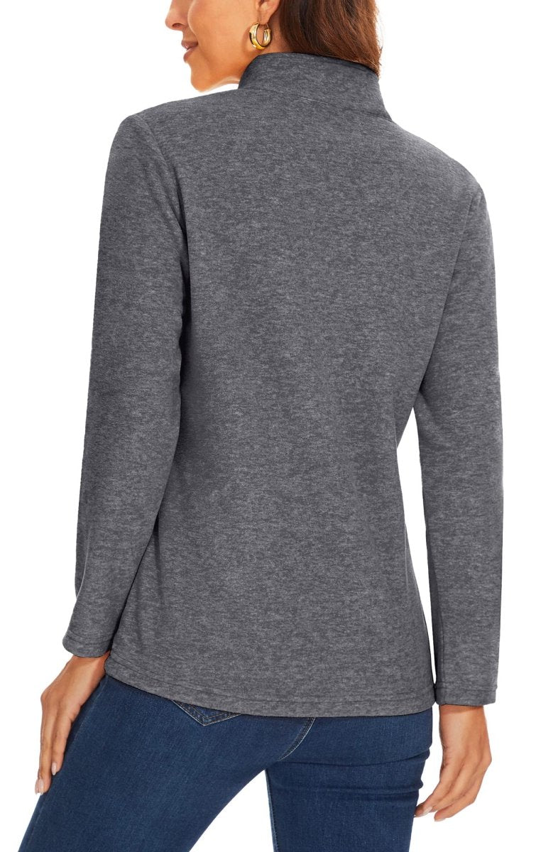TACVASEN Dark Grey Women's Quarter Zip Fleece Casual Pullover Sweatshirt