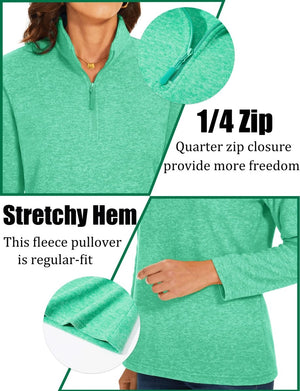 TACVASEN Mint Green Women's Quarter Zip Fleece Casual Pullover Sweatshirt