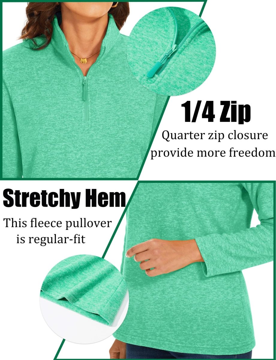 TACVASEN Mint Green Women's Quarter Zip Fleece Casual Pullover Sweatshirt