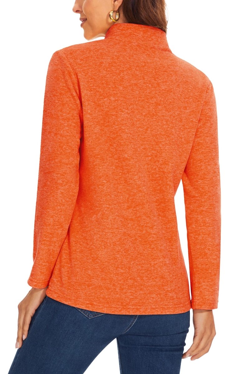 TACVASEN Orange Women's Quarter Zip Fleece Casual Pullover Sweatshirt