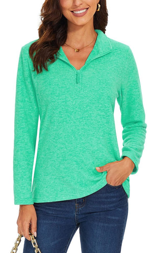 TACVASEN Mint Green Women's Quarter Zip Fleece Casual Pullover Sweatshirt