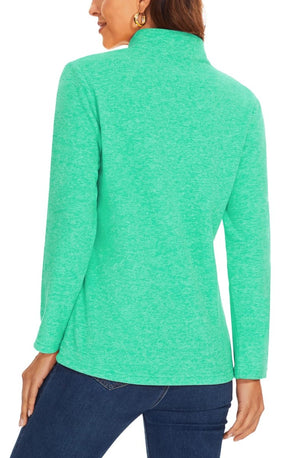 TACVASEN Mint Green Women's Quarter Zip Fleece Casual Pullover Sweatshirt