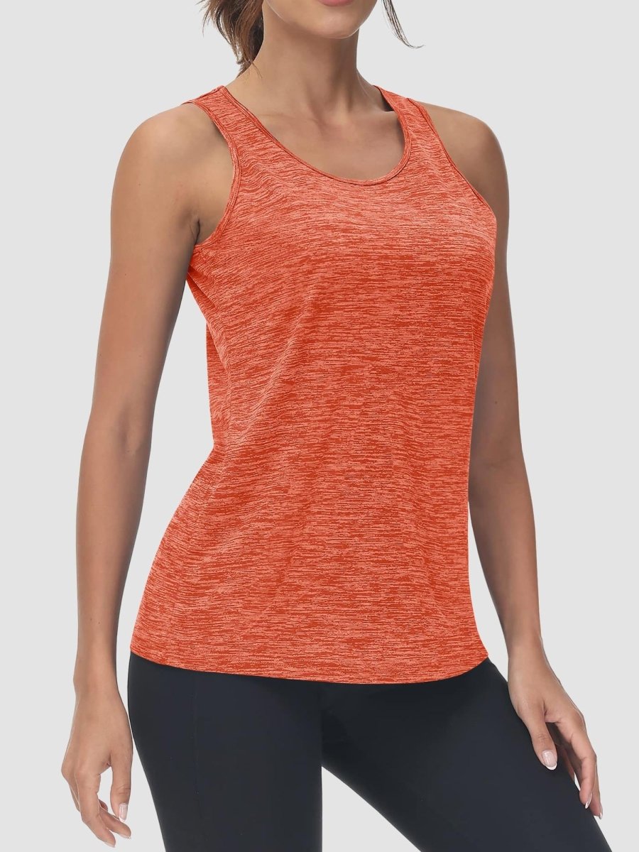 TACVASEN Orange Women's Quick Dry Athletic Tank Tops for Workout Yoga Running