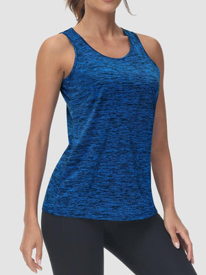 TACVASEN Medium Blue Women's Quick Dry Athletic Tank Tops for Workout Yoga Running