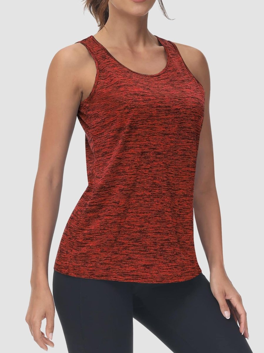 TACVASEN Deep Orange Women's Quick Dry Athletic Tank Tops for Workout Yoga Running