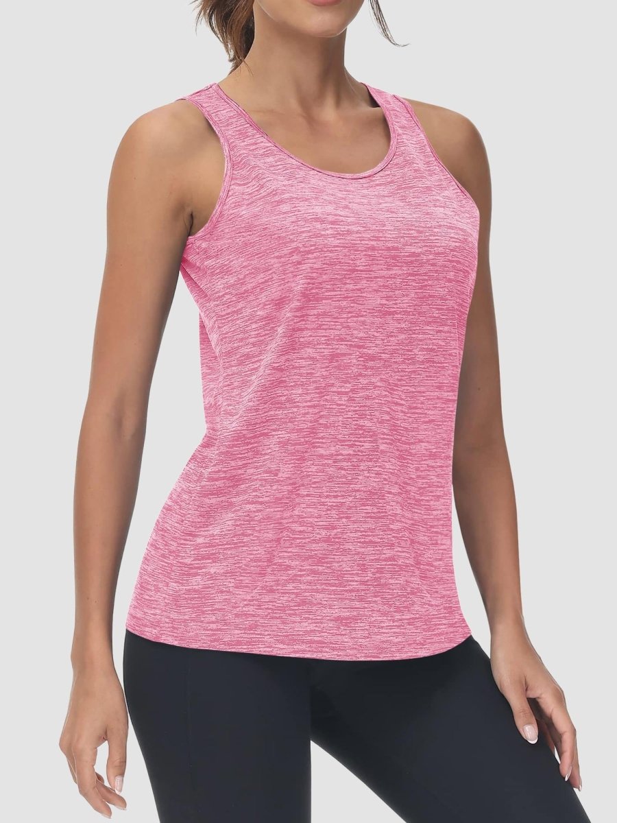 TACVASEN Pink Women's Quick Dry Athletic Tank Tops for Workout Yoga Running