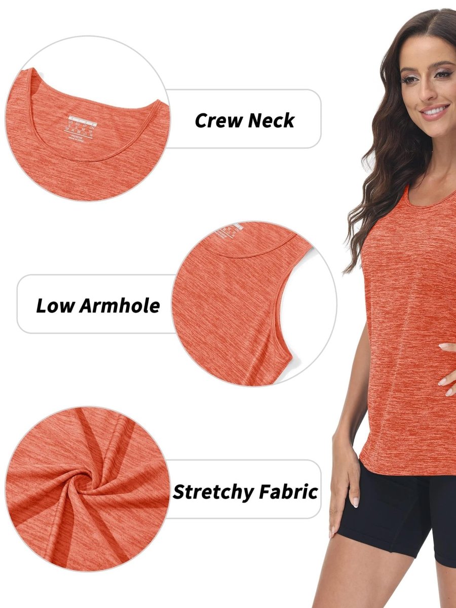 TACVASEN Orange Women's Quick Dry Athletic Tank Tops for Workout Yoga Running