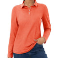 TACVASEN Orange Women's Quick Dry Casual Collared Long Sleeve Top