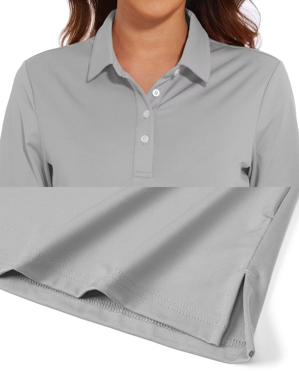 TACVASEN Light Grey Women's Quick Dry UPF 50+ Long Sleeve Polo Shirts