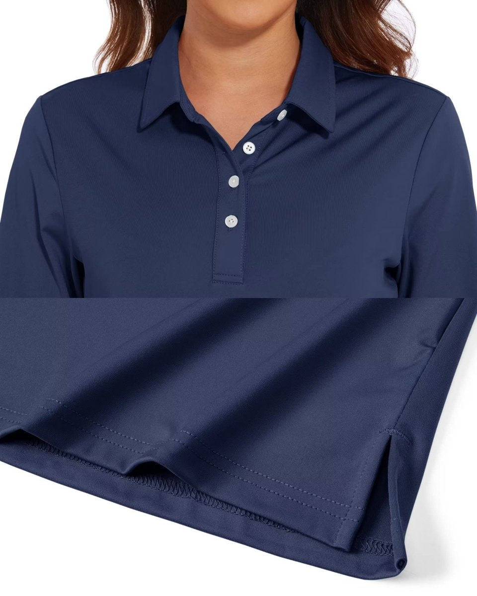 TACVASEN Navy Women's Quick Dry UPF 50+ Long Sleeve Polo Shirts