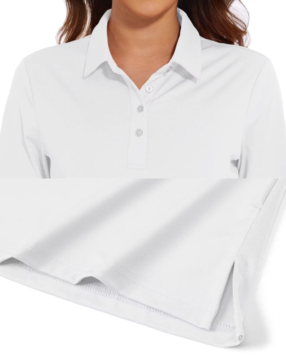 TACVASEN White Women's Quick Dry UPF 50+ Long Sleeve Polo Shirts