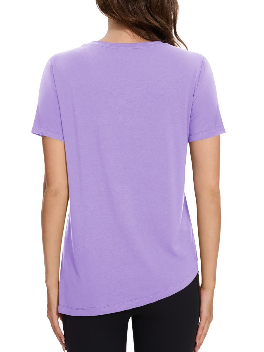 TACVASEN Purple Women's Side Slit Workout Short Sleeve Shirts