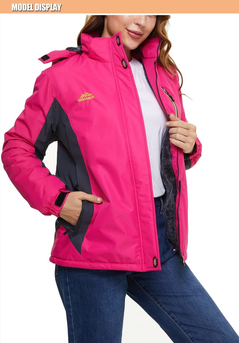 TACVASEN Rose Red Women's Skiing Jacket Water-Resistant Windbreaker