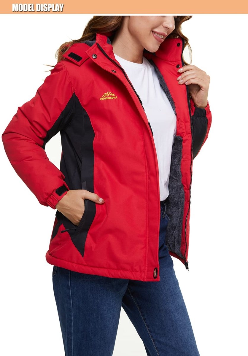TACVASEN Red Women's Skiing Jacket Water-Resistant Windbreaker