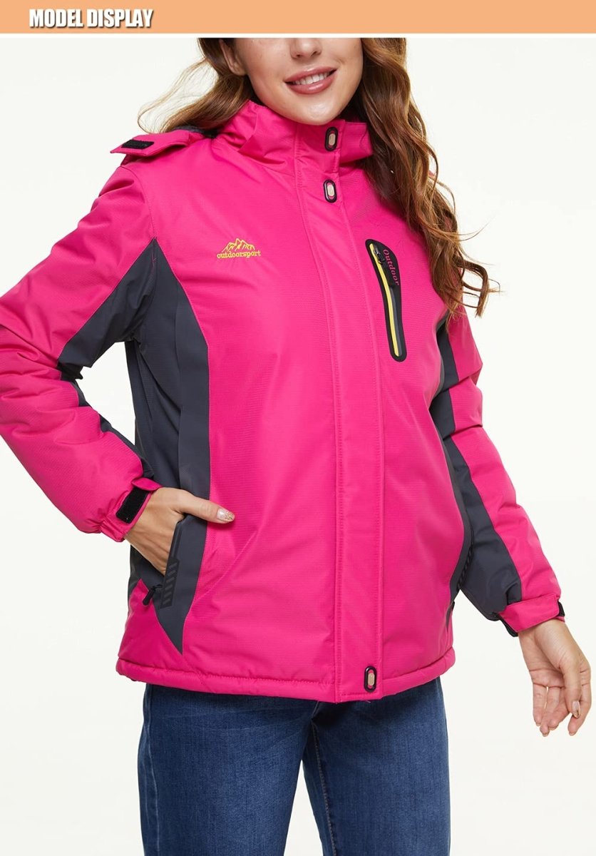 TACVASEN Rose Red Women's Skiing Jacket Water-Resistant Windbreaker