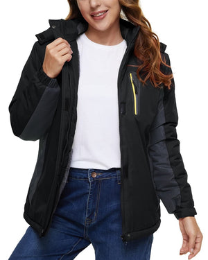 TACVASEN Black Grey Women's Skiing Jacket Water-Resistant Windbreaker