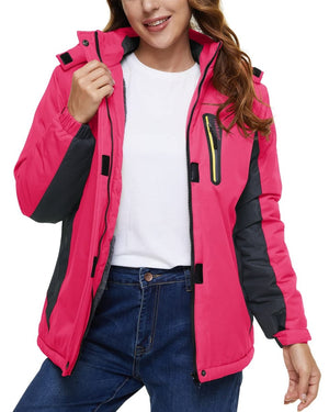 TACVASEN Rose Red Women's Skiing Jacket Water-Resistant Windbreaker