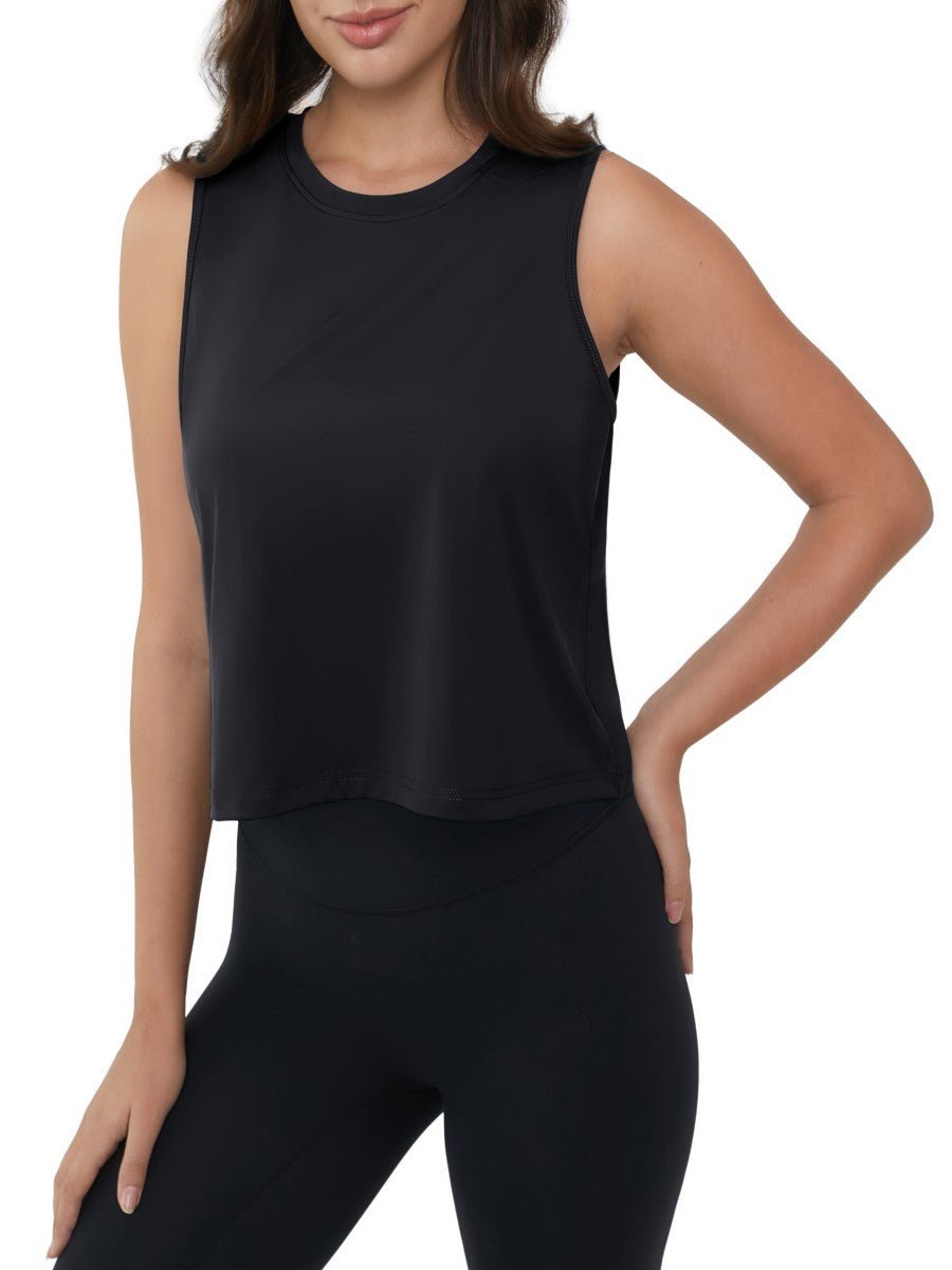 TACVASEN Black Women's UPF 50+ Athletic Running Tank Tops