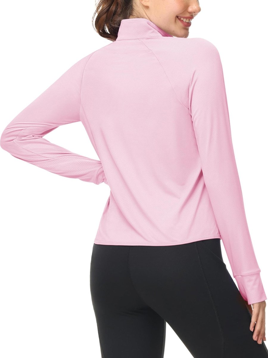 TACVASEN Light Pink Women's UPF 50+ Lightweight Zip Up Jackets