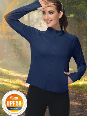TACVASEN Navy Women's UPF 50+ Lightweight Zip Up Jackets