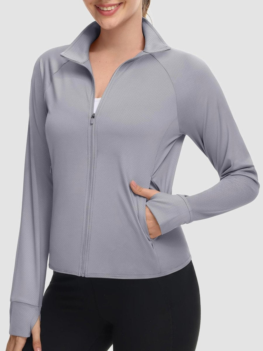 TACVASEN Light Grey Women's UPF 50+ Lightweight Zip Up Jackets