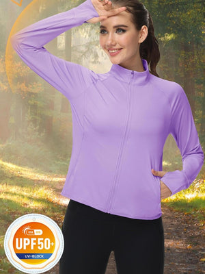 TACVASEN Light Purple Women's UPF 50+ Lightweight Zip Up Jackets