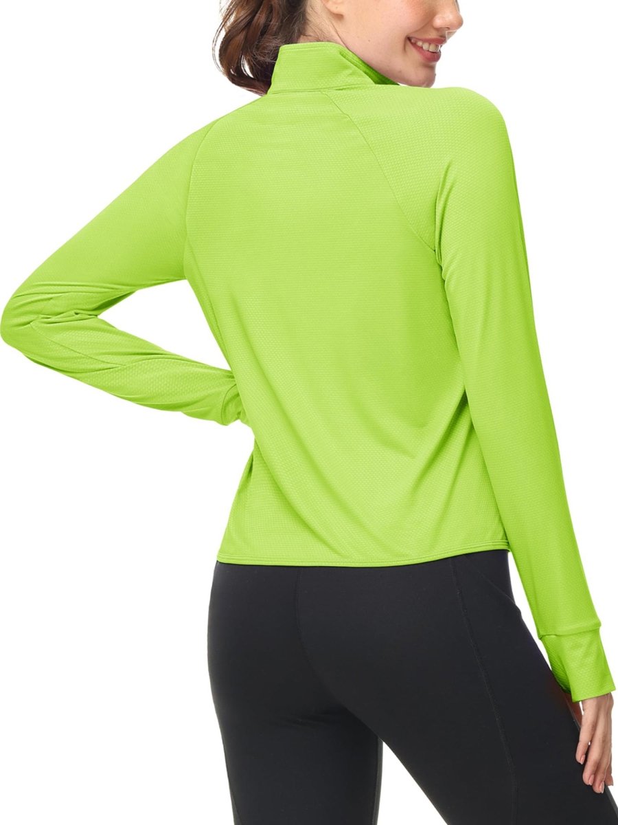 TACVASEN Fluorescent Green Women's UPF 50+ Lightweight Zip Up Jackets