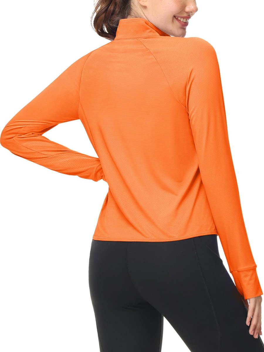 TACVASEN Fluorescent Orange Women's UPF 50+ Lightweight Zip Up Jackets
