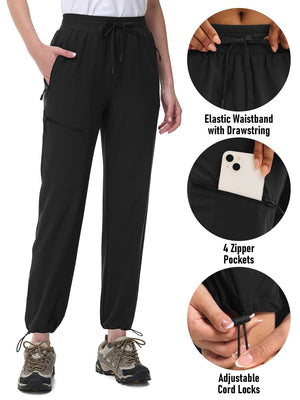 TACVASEN Black Women's UPF 50+ Quick Dry Lightweight Hiking Pants
