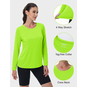 TACVASEN Lake Blue Women's UPF 80+ Athletic Rashguard Long Sleeve Shirt