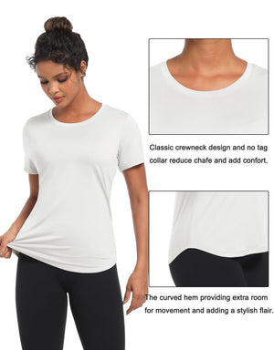 TACVASEN White Women's UPF 80+ Sun Protection Workout Shirt