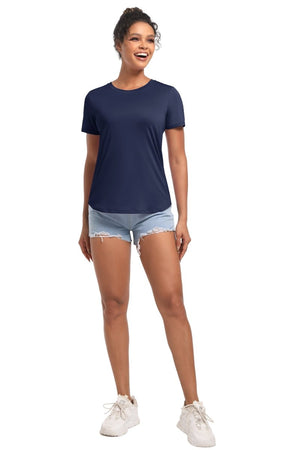 TACVASEN Navy Women's UPF 80+ Sun Protection Workout Shirt
