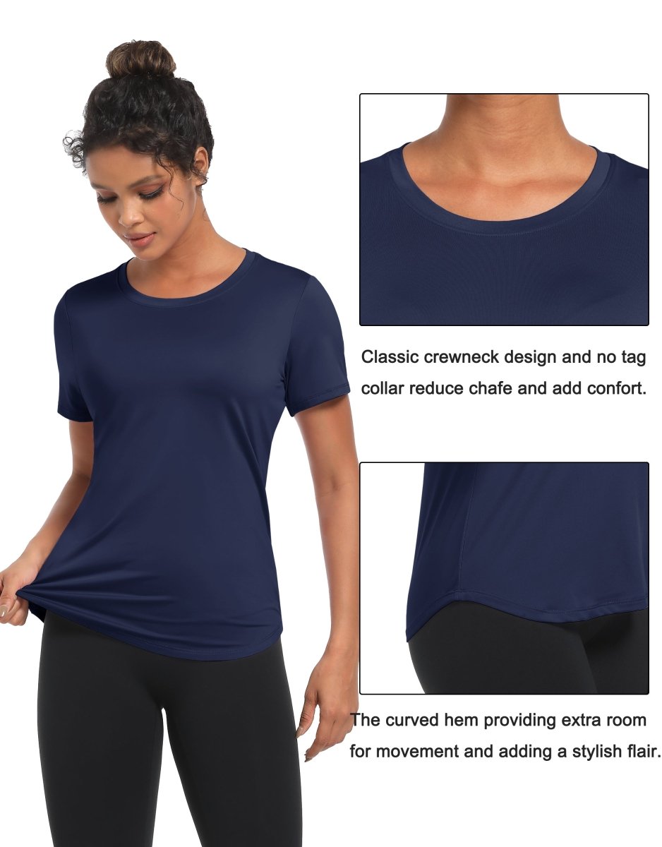 TACVASEN Navy Women's UPF 80+ Sun Protection Workout Shirt