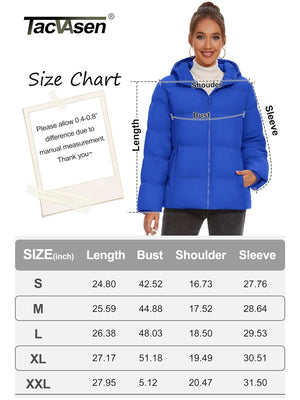 TACVASEN Bright Blue Women's Warm Hooded Down Jacket for Winter