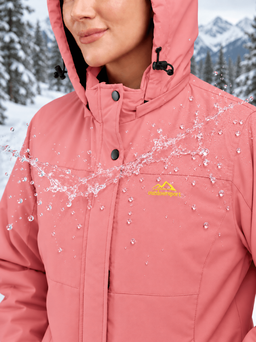 TACVASEN Aqua Red Women's Waterproof Ski Snow Warm Fleece Lined Jacket