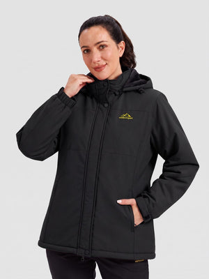 TACVASEN Black Women's Waterproof Ski Snow Warm Fleece Lined Jacket