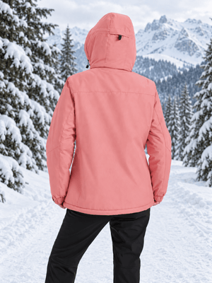 TACVASEN Aqua Red Women's Waterproof Ski Snow Warm Fleece Lined Jacket
