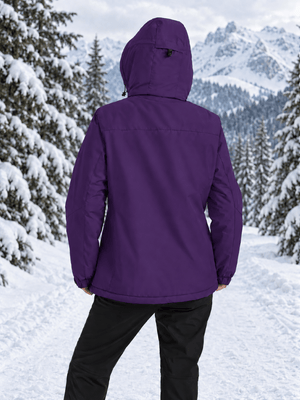 TACVASEN Deep Purple Women's Waterproof Ski Snow Warm Fleece Lined Jacket