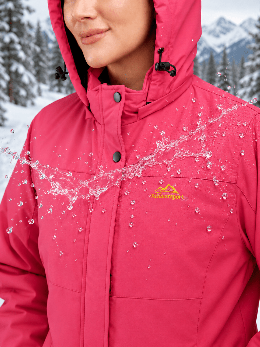 TACVASEN Rose Red Women's Waterproof Ski Snow Warm Fleece Lined Jacket