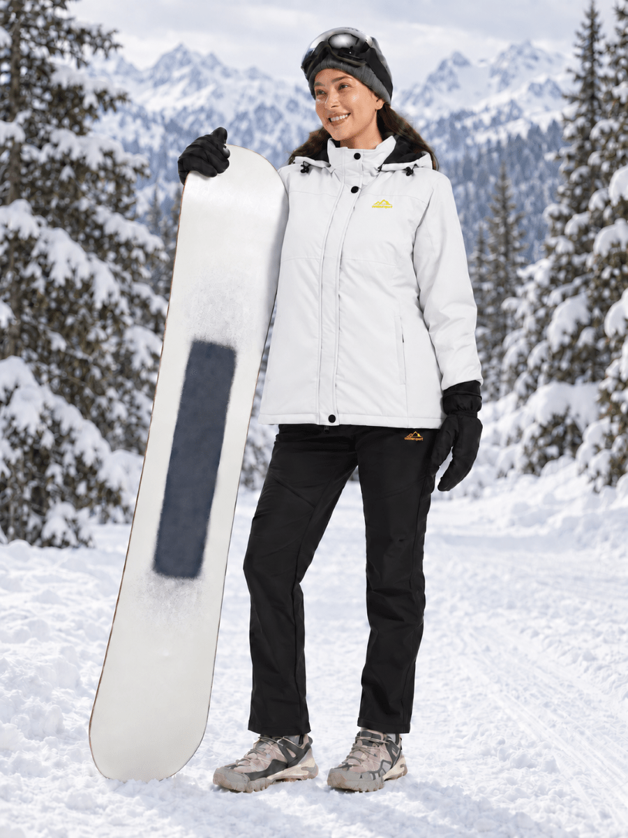 TACVASEN White Women's Waterproof Ski Snow Warm Fleece Lined Jacket