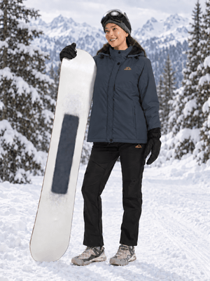 TACVASEN Carbon Grey Women's Waterproof Ski Snow Warm Fleece Lined Jacket