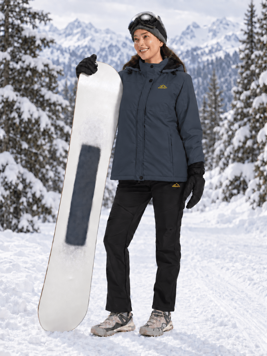 TACVASEN Carbon Grey Women's Waterproof Ski Snow Warm Fleece Lined Jacket