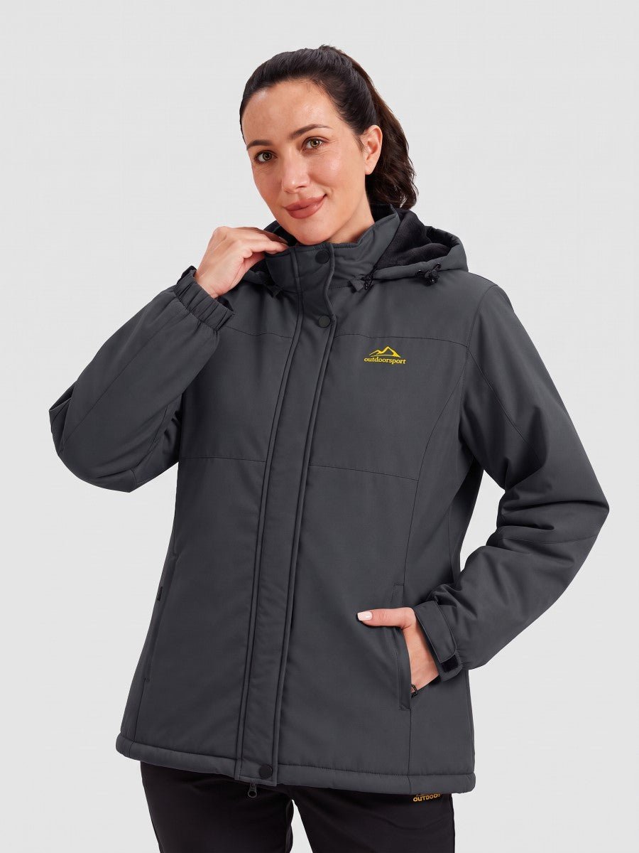 TACVASEN Carbon Grey Women's Waterproof Ski Snow Warm Fleece Lined Jacket