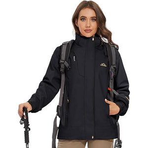 TACVASEN Black Women's 3 - IN - 1 Waterproof Coats Windproof Fleece Ski Jacket