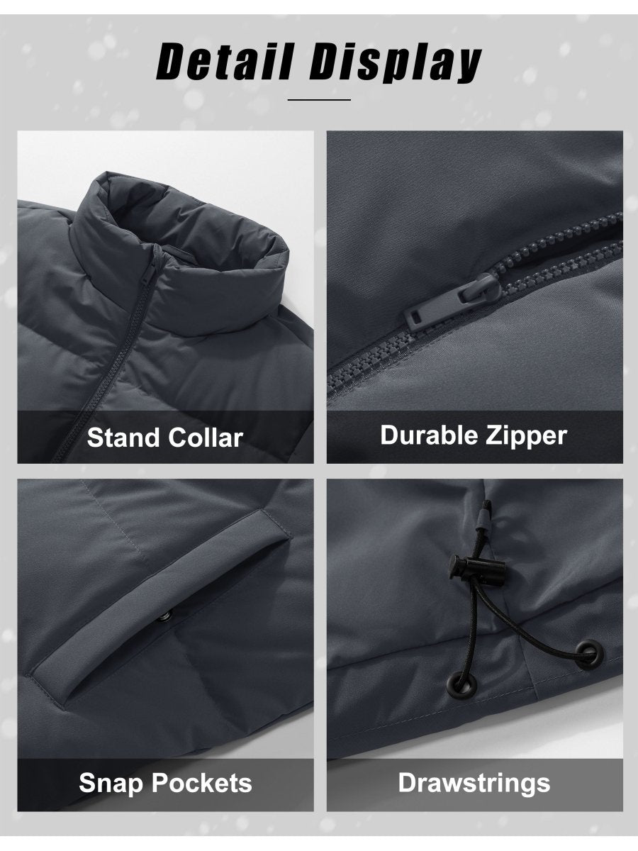 TACVASEN Dark Grey Women's Winter Down Puffer Jackets